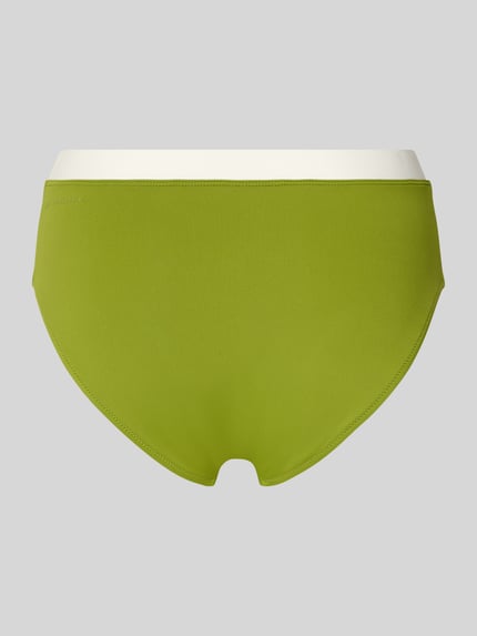 Produktfoto, Bikini-Slip mit Kontrastbund von Marc O'Polo, Optik: Unifarben in Grün, Label-Print, Bundabschluss: Kontrastbund, elastisch.