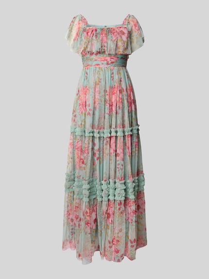 Lace & Beads Abendkleid mit Karree-Ausschnitt Hellblau 2