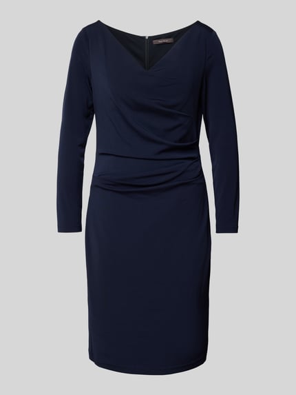Vera Mont Knielange cocktailjurk met draperingen Donkerblauw - 2