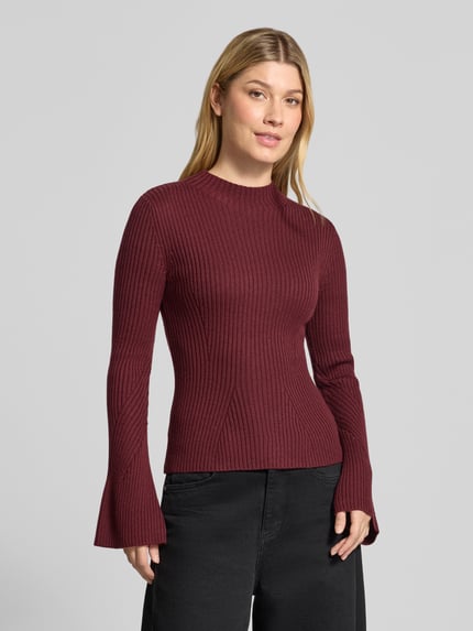 BOSS Orange Pullover aus Schurwolle mit ausgestelltem Ärmel Bordeaux 4