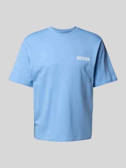 REVIEW Regular fit T-shirt van een mix van katoen en viscose Lichtblauw - 2