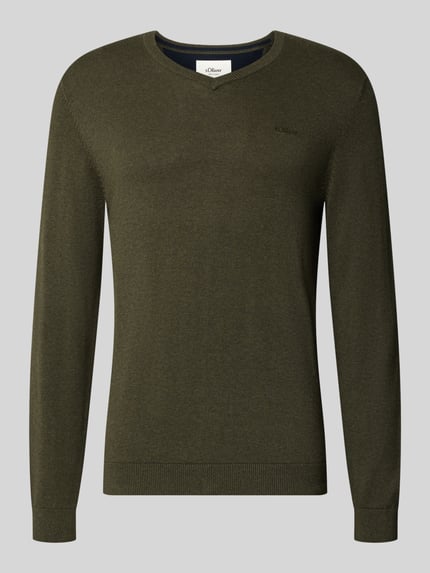 s.Oliver RED LABEL Pullover mit Logo-Stitching Khaki 1
