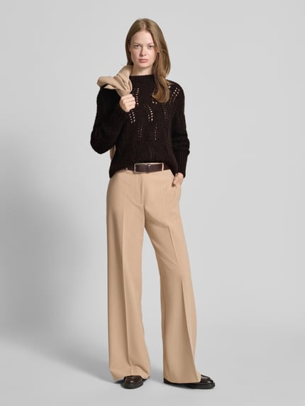 JOOP! Gebreide pullover met alpaca en ronde hals Chocoladebruin - 1