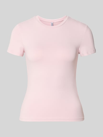 Productfoto, lichtroze slim fit t-shirt met ronde hals model 'LULA' van PIECES, dames t-shirt