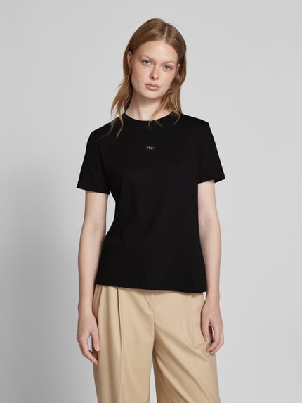 Calvin Klein Jeans T-shirt o kroju Regular Fit z nadrukiem z logo Czarny 4