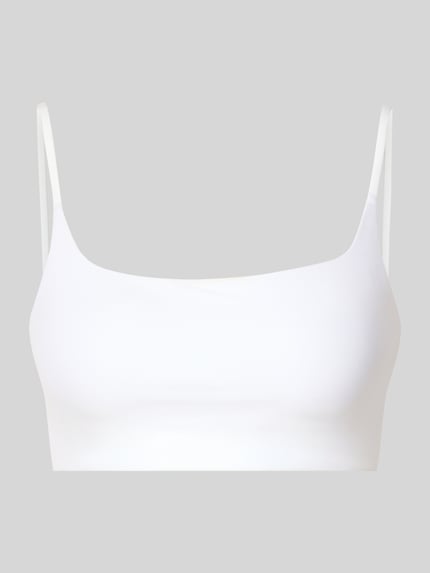 Produktfoto, Slim Fit Bralette mit Spaghettiträgern van Under Armour, witte kleur, elastische materiaalmix, rugdecolleté