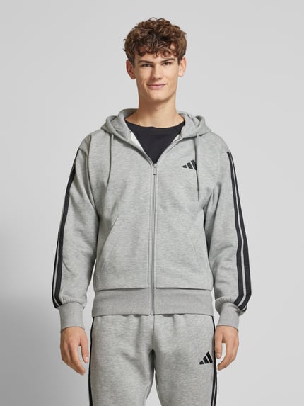 adidas Sportswear Sweatjacke mit Viskose-Anteil und Logo-Stitching Hellgrau 4