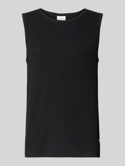 Produktfoto, Slim Fit Tank Top aus Baumwoll-Mix von s.Oliver RED LABEL, czarny, gładki wzór, krój slim fit, szerokie ramiączka, drobny prążek