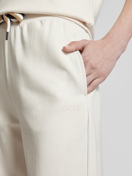 BOSS Relaxed fit sweatpants met tunnelkoord, model 'STRIPE' Offwhite - 3