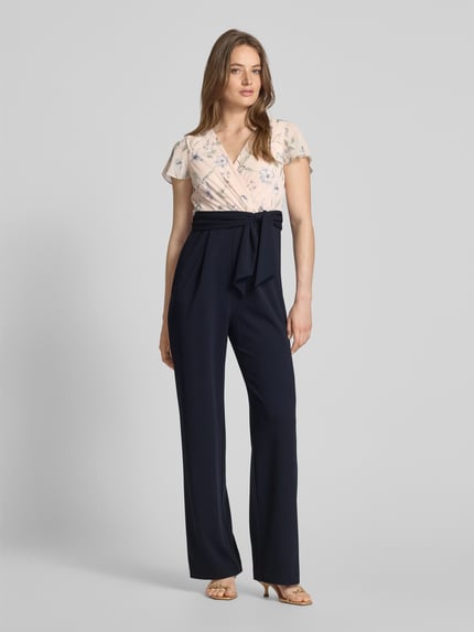 Christian Berg Cocktail Jumpsuit mit V-Ausschnitt Marine Melange 4