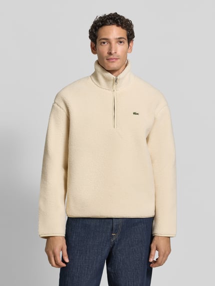 Lacoste Regular Fit Sweatshirt mit Troyer-Kragen Beige Melange 4