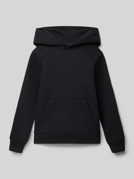 JACK & JONES Bluza o kroju regular fit z kapturem i kieszenią kangurką model ‘Jeurban’ Czarny 1