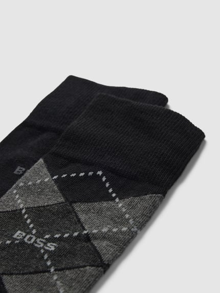BOSS Socken aus Baumwoll-Mix im 2er-Pack Modell 'ARGYLE' Black 2