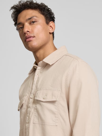 OLYMP Level 5 Casual fit overhemdjack met klepzakken op de borst Zand - 3