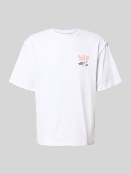 Wood Wood T-Shirt mit Label-Print Modell 'Gary' Weiss 2