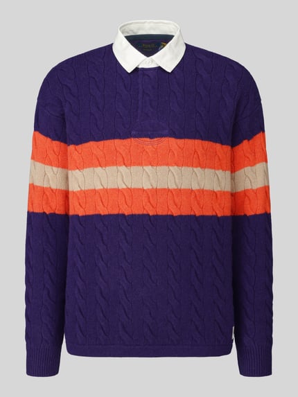 Polo Ralph Lauren Strickpullover mit Hemdkragen Lila 2