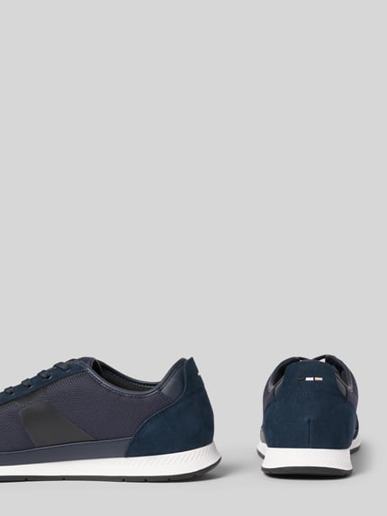 BOSS Low Top Sneaker mit Leder-Besatz Modell 'Nitan_Lowp_txmx' Marine 2