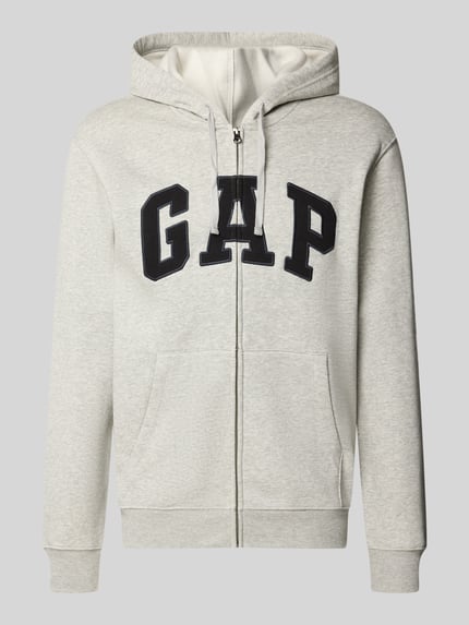 GAP Sweatjacke mit Logo-Schriftzug Hellgrau Melange 1