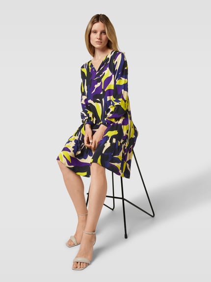 Smith and Soul Knielanges Kleid aus Viskose mit Allover-Muster Taupe 1