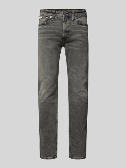 Calvin Klein Jeans Jeansy o kroju slim fit z efektem znoszenia i detalem z logo Średnioszary 2