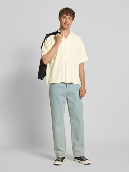 JACK & JONES Relaxed Fit Freizeithemd mit Strukturmuster Modell 'INFINITY' Offwhite 1