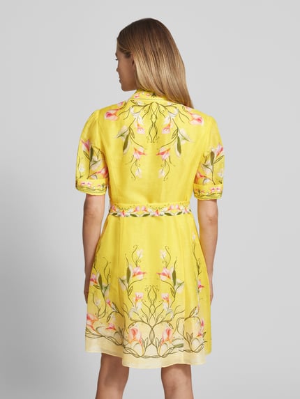 Marc Cain Minikleid aus reiner Viskose mit floralem Allover-Print GELB 5