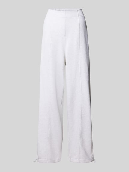 Produktfoto, Oversized Sweathose aus reiner Baumwolle von PUMA in Hellgrau, gerader Schnitt, glatte Oberfläche, Damen Sweathose