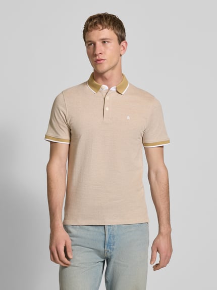 JACK & JONES Koszulka polo o kroju slim fit z dodatkiem wiskozy Model 'Paulos' Beżowy 4