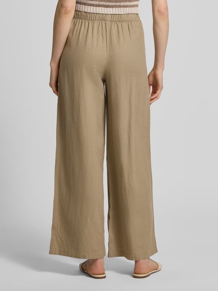 ICHI Wide leg broek met steekzakken model 'LINNO' Taupe - 5
