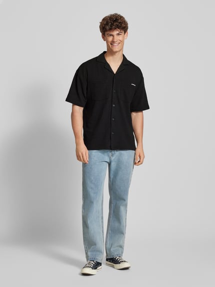 PEGADOR Oversized Fit Freizeithemd mit 1/2-Arm Modell 'ACADO' Black 1