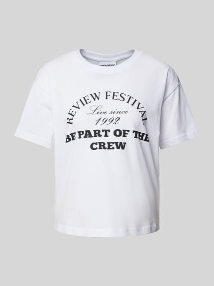 REVIEW T-shirt z nadrukiem ze sloganem Biały 2