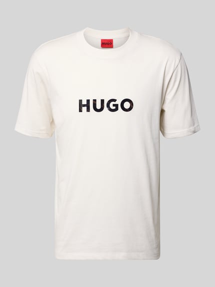 HUGO krój regular fit t-shirt z czystej bawełny model 'DUMEO' Gliniany 2