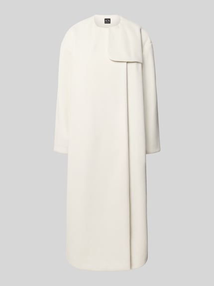 Lange jas met ronde hals en strikceintuur Shop The Look MANNEQUINE