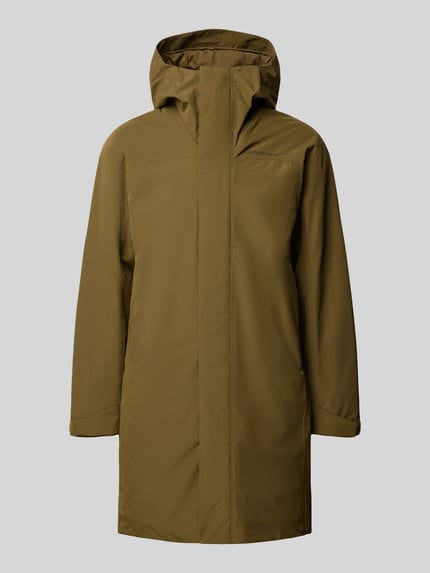 Produktfoto, parka z kapturem i logo Model 'Treeline HIPE' od Peak Performance, krój regular fit, zamek błyskawiczny kryty, kolor oliwkowy, długość tyłu w rozmiarze M: 100 cm, szerokość ramion w rozmiarze M: 50 cm, szerokość klatki piersiowej w rozmiarze M: 57 cm, długość rękawów w rozmiarze M: 62 cm