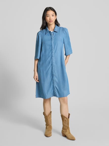 mbyM Knielange jurk in denimlook, model 'Sophien' Jeansblauw - 4