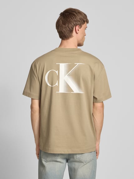 Calvin Klein Jeans T-Shirt mit Label-Print und Rundhalsausschnitt Beige 5
