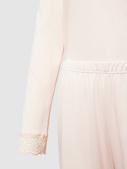 HANRO Pyjama met kant Felroze - 2