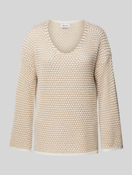 Be Pure Dutch Strickpullover mit Viskose-Anteil und Strukturmuster Offwhite 2