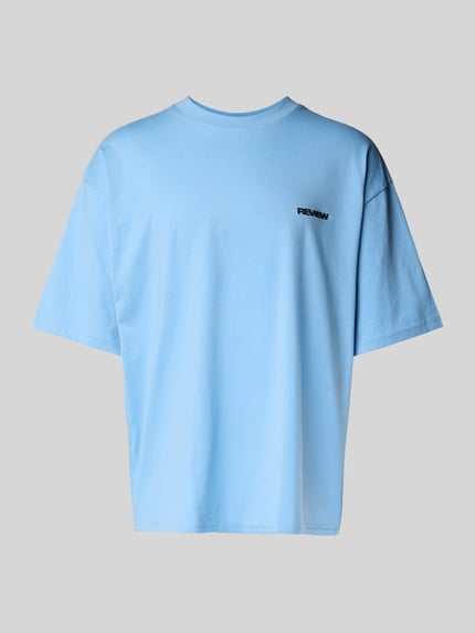 REVIEW Oversized T-Shirt mit Label-Print Hellblau 2