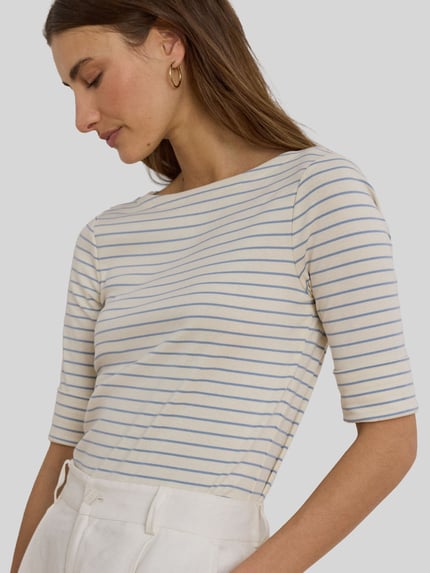 Lauren Ralph Lauren regular fit T-shirt van katoenmix Ecru - 3