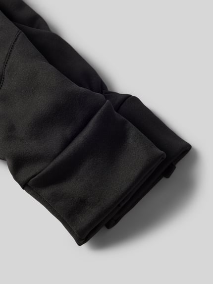 Productfoto, zwarte handschoenen uit elastische materiaalmix met fijne structuur, Heren vingerhandschoenen van bugatti