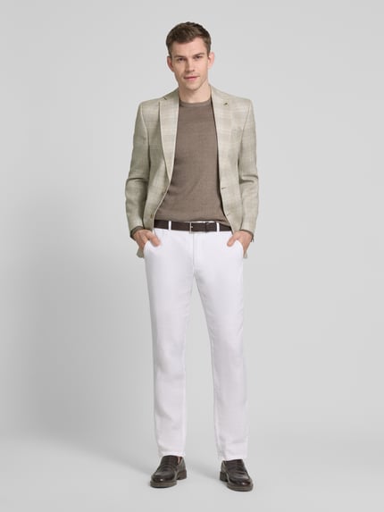 Carl Gross Slim Fit 2-Knopf-Sakko aus Leinen-Mix mit Woll-Anteil Modell 'Theo' Silber 1