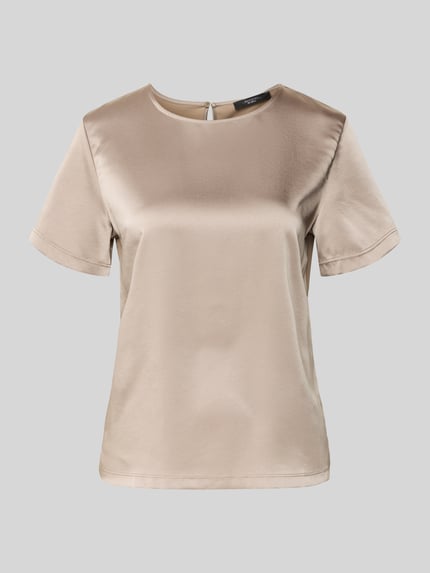 Produktfoto, Regular Fit T-Shirt mit Lyocell-Anteil Modell 'ZONA' von Weekend Max Mara, efekt: jednolity kolor, okrągły dekolt, krótki rękaw, proste zakończenie rękawów, lekko zaokrąglone wykończenie, wycięcie w kształcie łezki z tyłu.