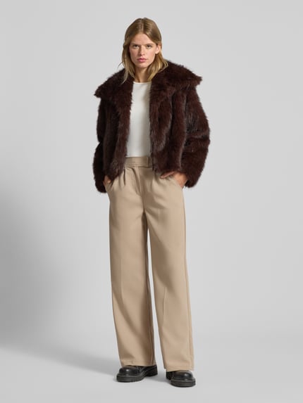 ONLY Relaxed fit jack van imitatiebont met haakjessluiting, model 'DAWN LIFE' Chocoladebruin - 1