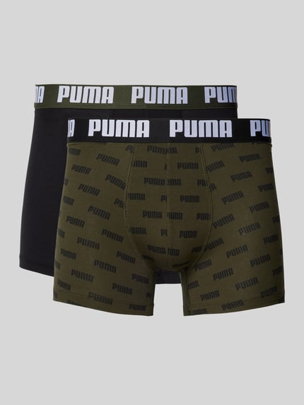PUMA Bokserki z elastycznym pas z logo w zestaw 2 szt. Oliwkowy 1
