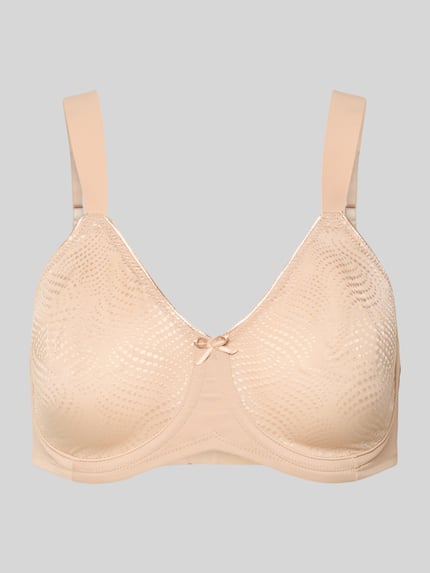 Produktfoto, BH met haakjessluiting van Triumph, materiaalmix met stretch, nauwsluitend model, strikdetail, verstelbare riempjes