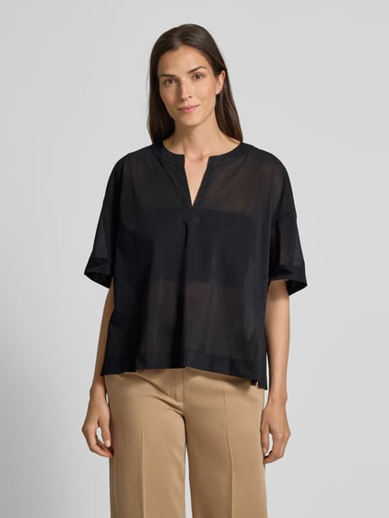 MM by Max Mara Bluzka o kroju relaxed fit z kołnierzem z lamówką model ‘FIDATO’ Czarny 4