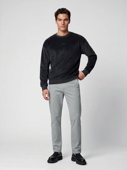 BOSS Green Sweatshirt mit samtiger Oberfläche Black 1