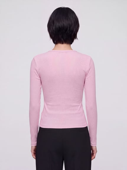 VERO MODA Langarmshirt mit kleinem Herz-Detail Rosa 5