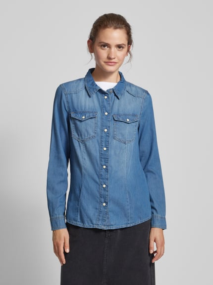 ONLY Jeansblouse met borstzakken, model 'ALEXA' Jeansblauw - 4